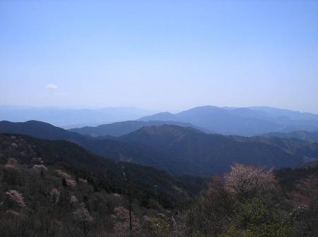 ダイヤモンドトレールを伏見峠まで歩いてる途中から南東部の奈良側が見えた。本来なら大峰山脈も見えるんだろうけど霞んでいる