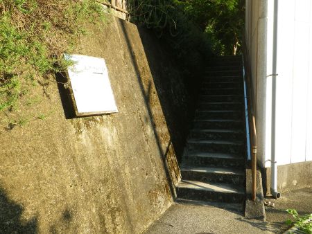ここの細い階段を登って直進すると入山となる