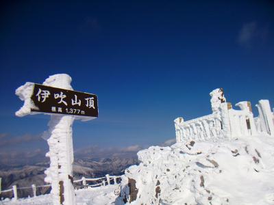 伊吹山山頂(1377m)に到着。標高はしかり、6kmの道のりはやっぱ長かった