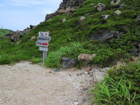 やっと権現堂登山コースの登山口に到着。山頂まで1979mと2kmほどあるが、地図をみると急登はなさそうなのでトラバースが多そう