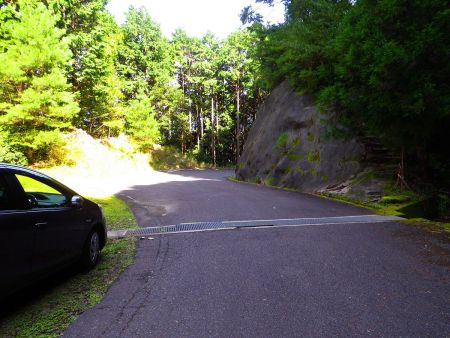 半作嶺北登山口の向かい側、林道の路肩に駐車してスタート