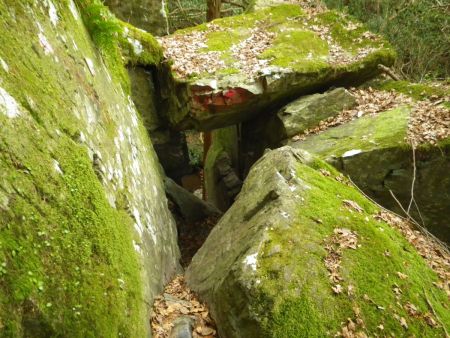 この岩場の穴の中を下る。しかしメタボの人は通れない幅だと思うけど、その場合はどうするんだろうか！？笑