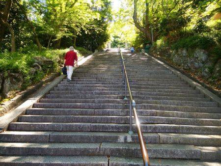 四條畷神社に入っていく。この階段も結構急だけどすぐ終わった