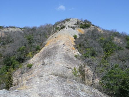写真では伝わらないけど、結構な岩場の直登登りになっている。迂回ルートもあるみたいだけど、これってそんなに怖いかな！？大好きな読売テレビの黒木アナウンサーが怖がってたけど、この程度ならナイトハイクでも登ったことある