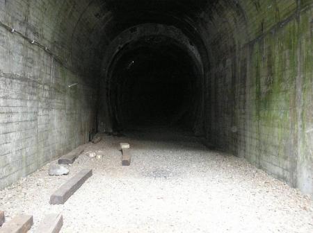 トンネル内はこんな感じになってるけど線路はもうない