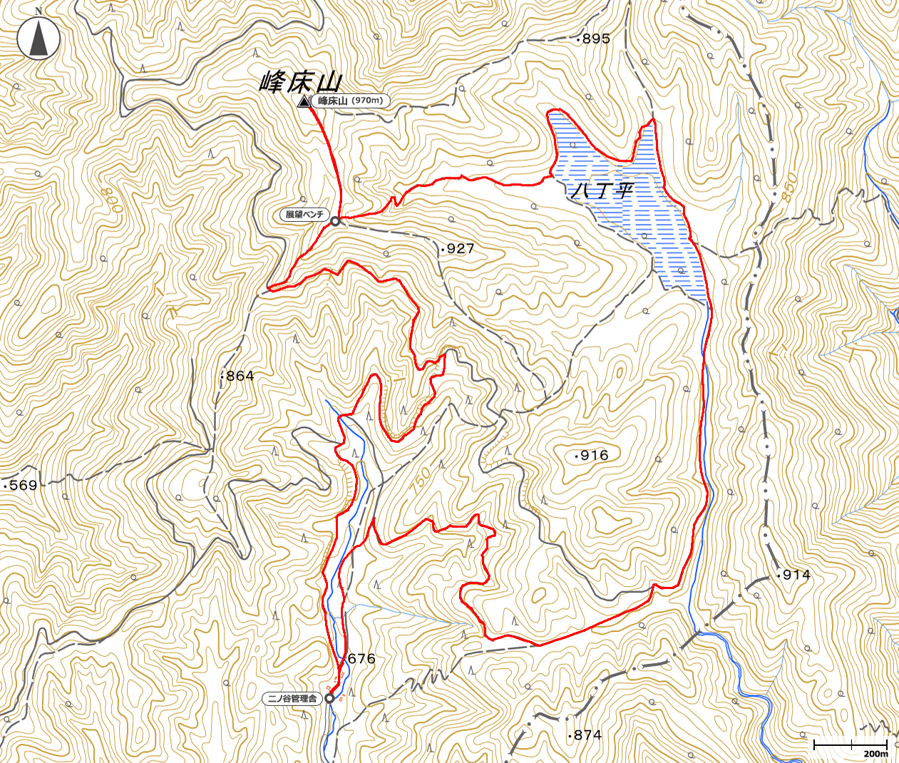 峰床山地図