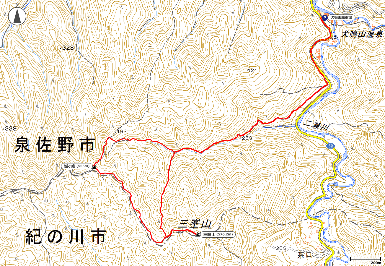 三峰山・城ヶ峰地図