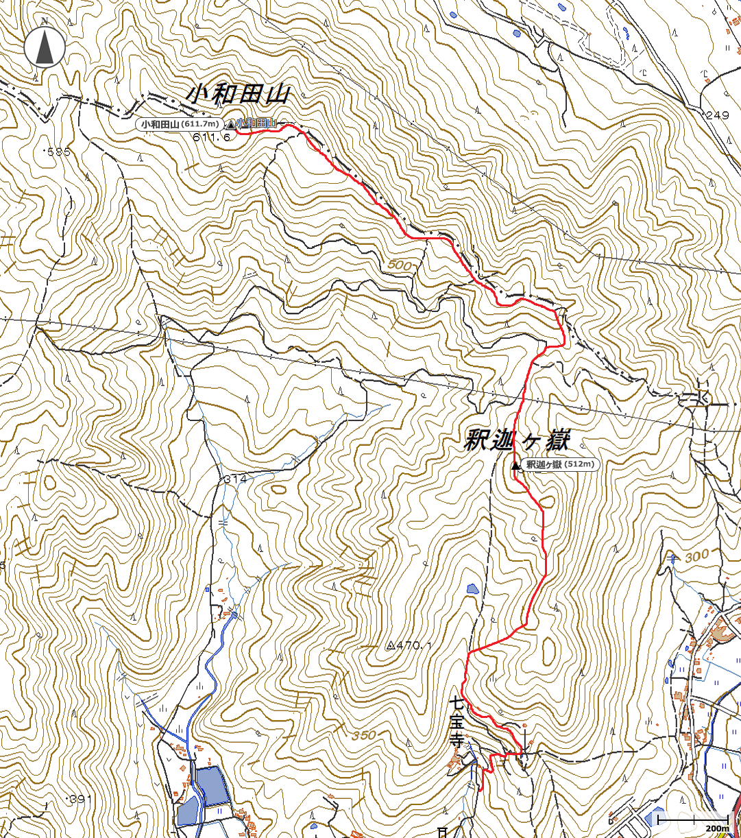 釈迦ヶ岳～小和田山地図