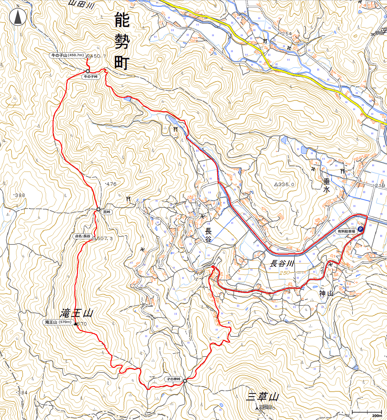 滝王山・牛の子山地図