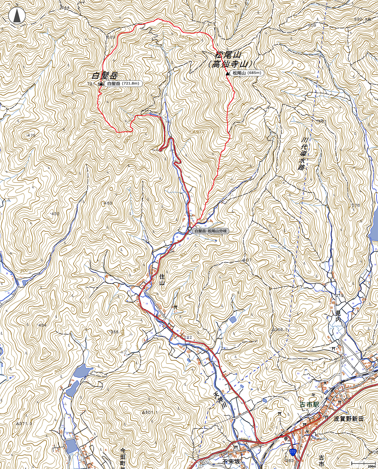 白髪岳～松尾山地図
