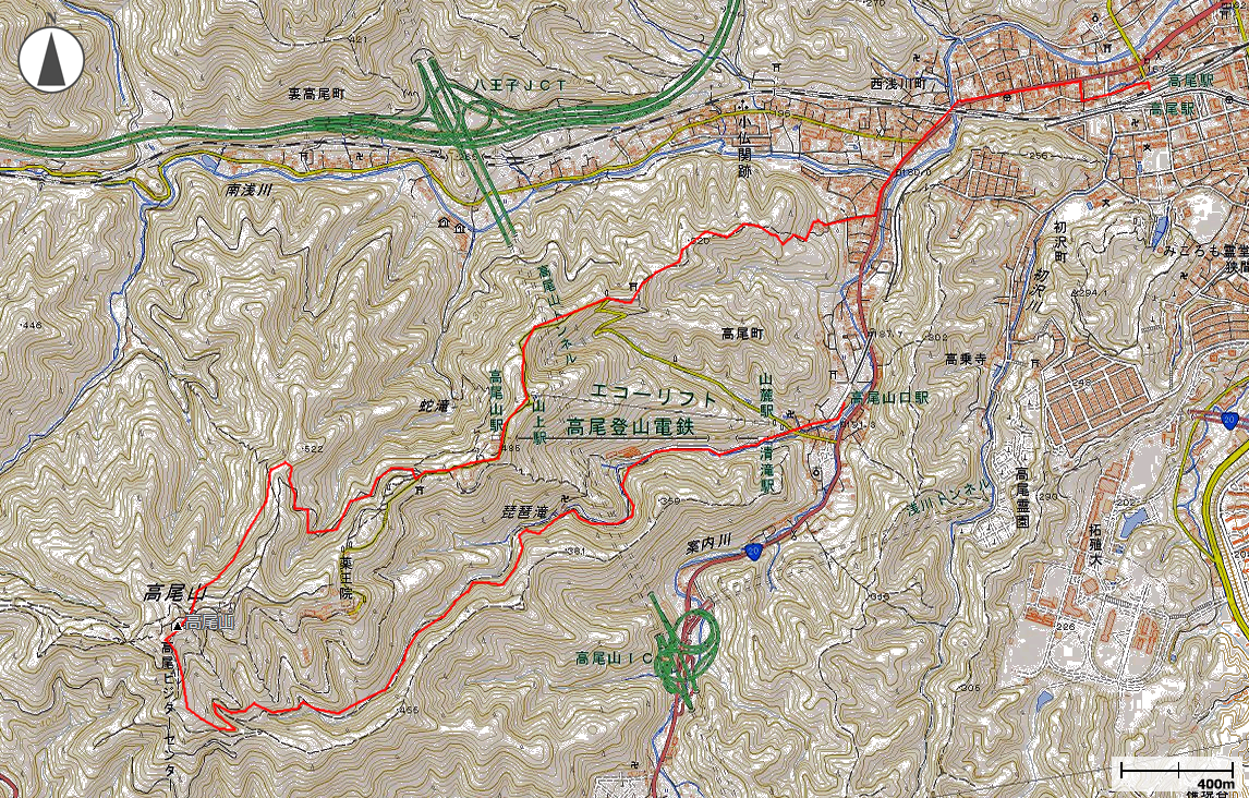 高尾山（6号路～4号路）地図