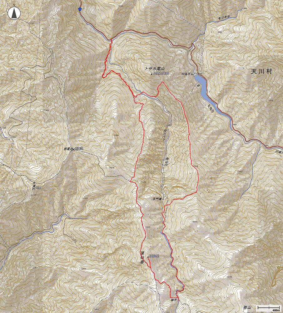 トサカ尾根・双門ルート・頂仙岳地図