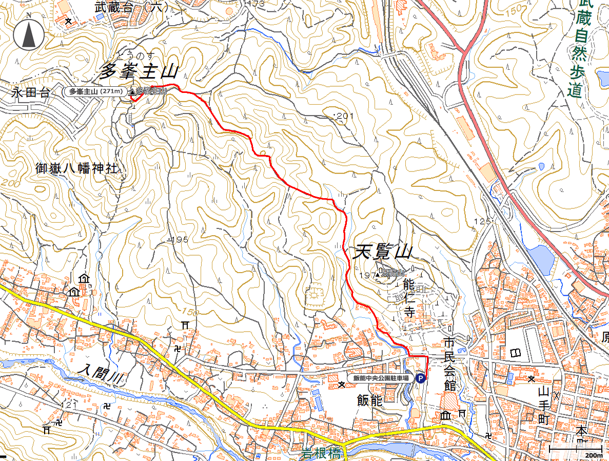 多峯主山地図