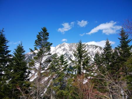 下山時にみた西穂高岳。やはり一番高いところが山頂なんだと思いながら、日帰りは無理だったと思う