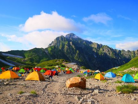 劒沢キャンプ場に到着。今日はここでテント泊して次はメインの剱岳にアタックする。それにしても剱岳はカッコいいね