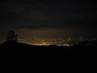 思い出の丘頂上からの夜景。ちょっと遠いけど高度感はあった。松本市が見えてるのかな！？