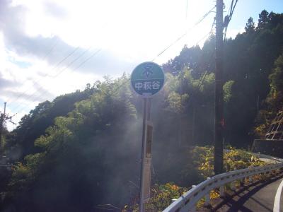 付近に中萩谷バス停があった。ここから逆に竜王山へ登った記憶もあるけど、母と一緒にバテたのをよく覚えている